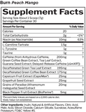 Rule one proteins Burn Peach Mango Supplement Facts