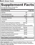 Rule one proteins Burn Snow Cone Supplement Facts
