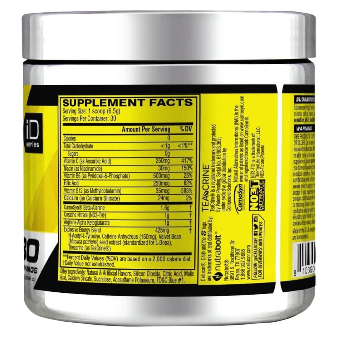 Cellucor C4 original - Icy Blue Razz - Supplement Fact