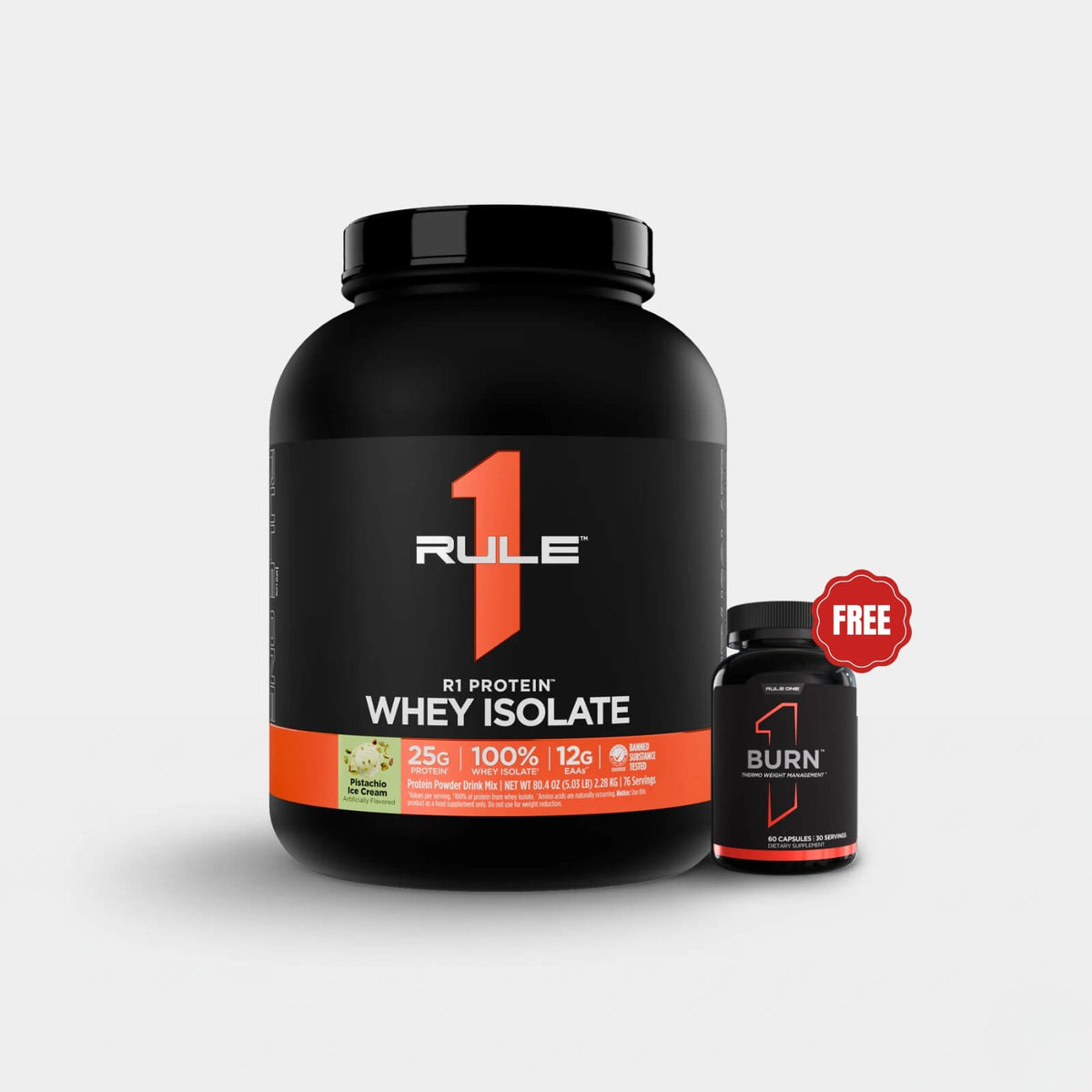 Rule One Proteins R1 Protein Whey Isolate | 5 lb | 76 Servings | Pistachio Ice Cream