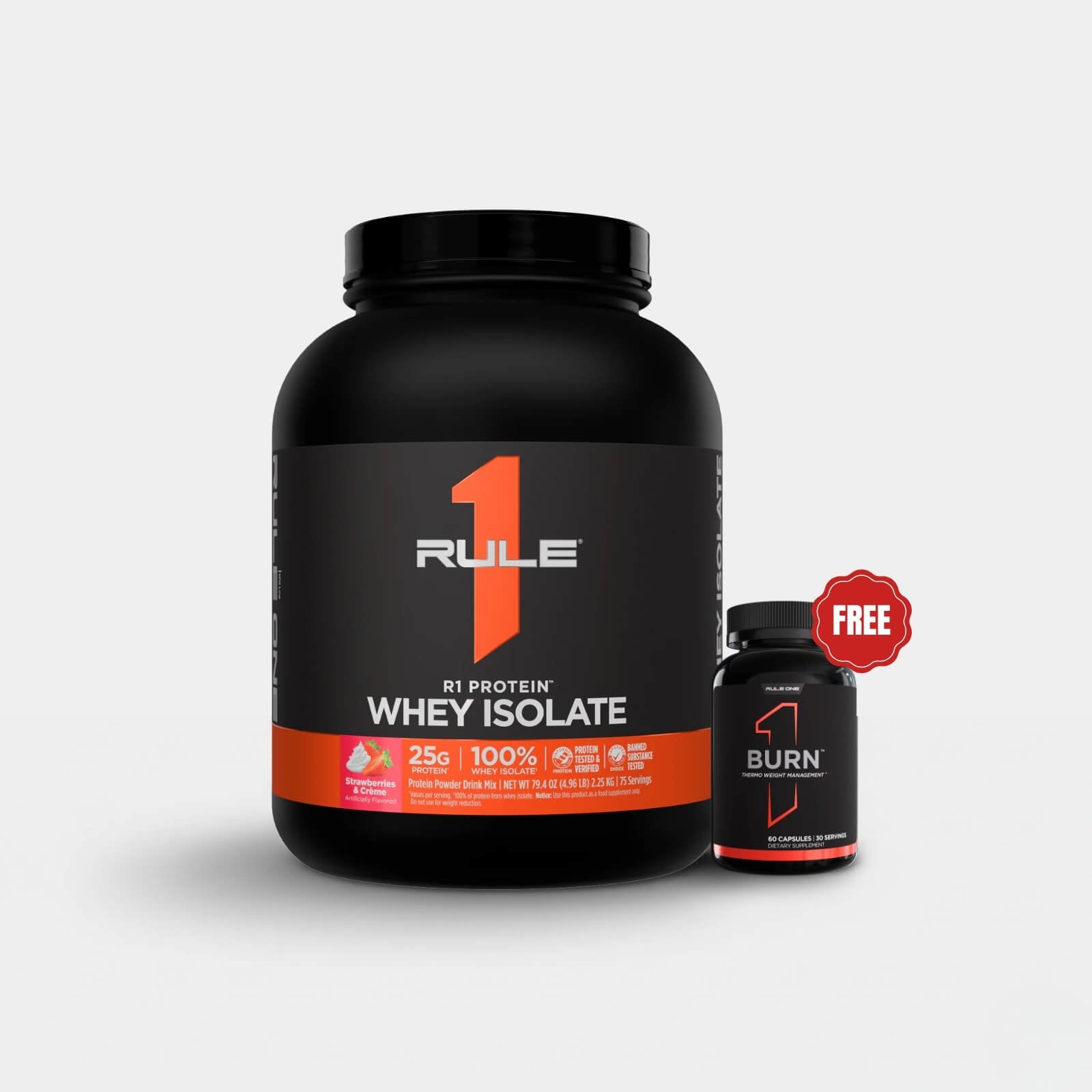 Rule One Proteins R1 Protein Whey Isolate | 5 lb | 76 Servings | Strawberry Cream