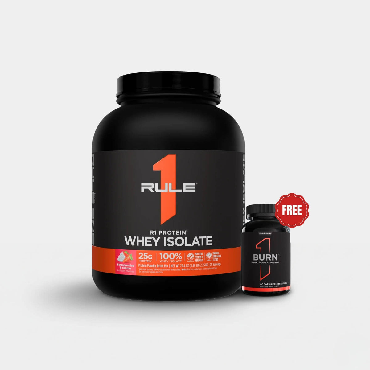 Rule One Proteins R1 Protein Whey Isolate | 5 lb | 76 Servings | Strawberry Cream