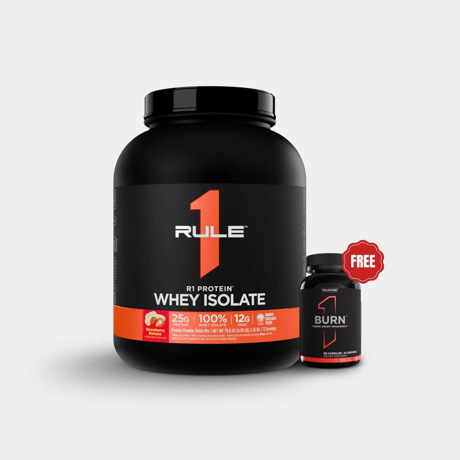 Rule One Proteins R1 Protein Whey Isolate | 5 lb | 73 Servings | Strawberry Banana