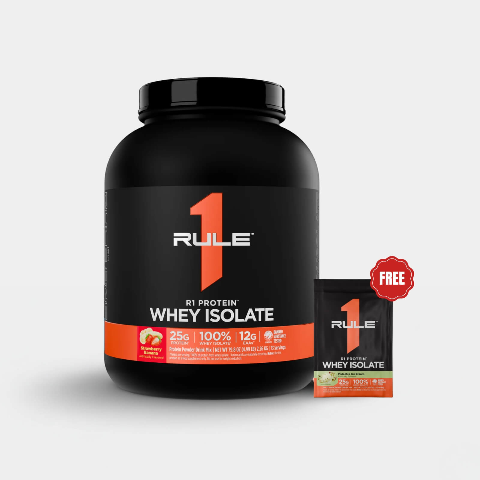 R1 Protein 5lb -Strawberry Banana Isolate Pistachio sample