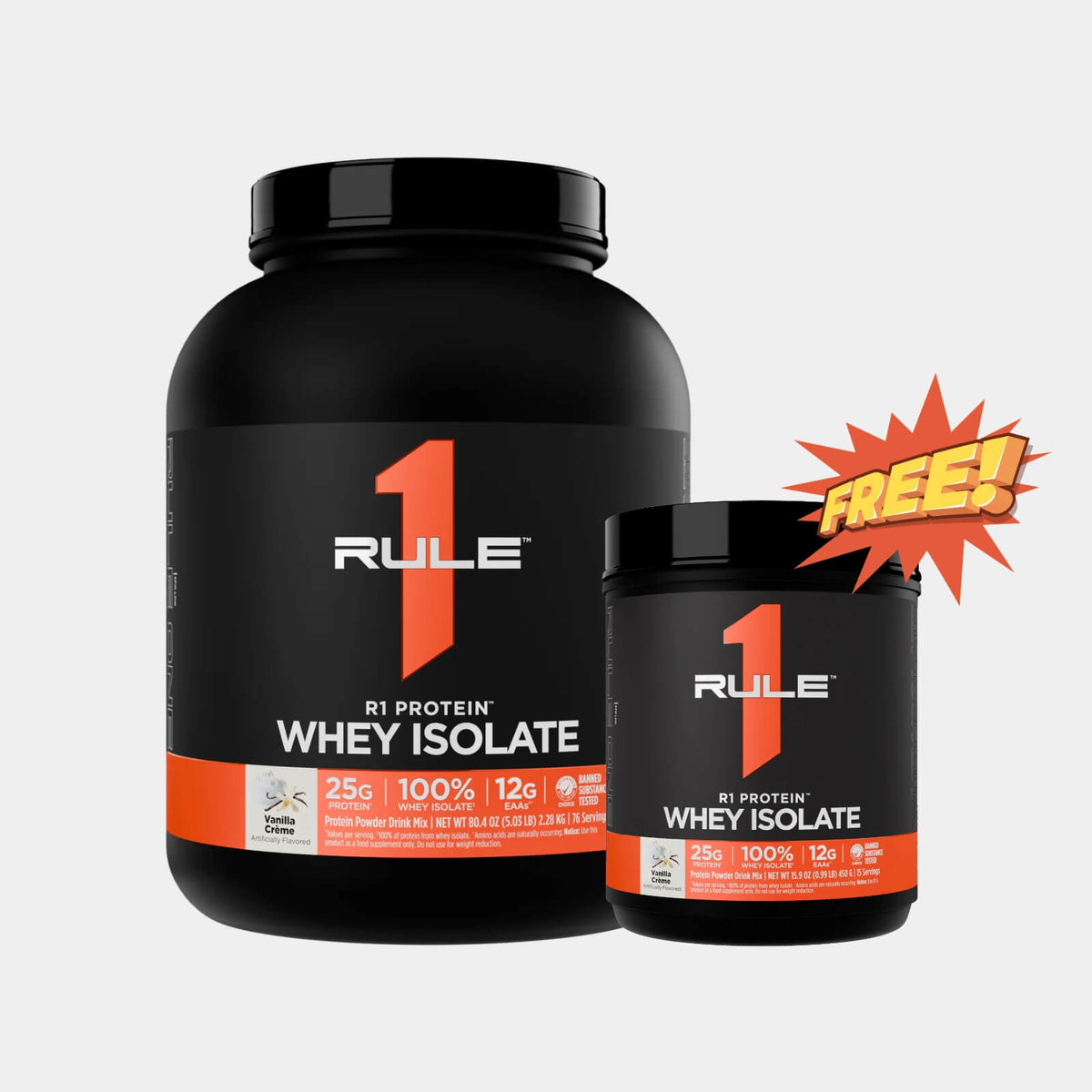 Rule One Proteins R1 Protein Whey Isolate | 5 lb | Vanilla Creme (Free R1 1lb Vanilla Creme)