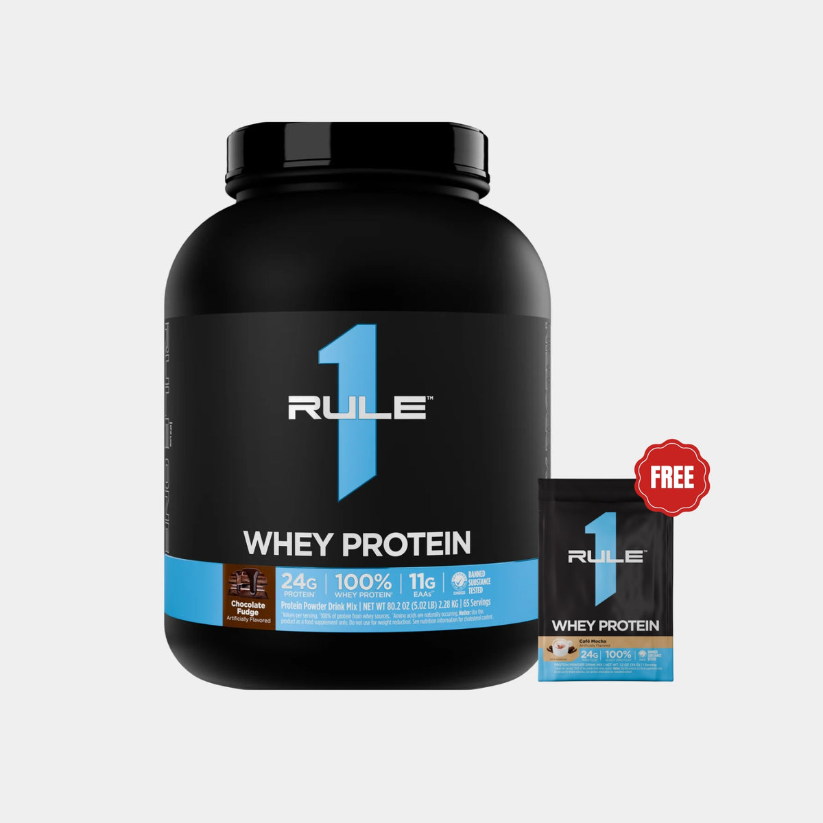 Rule one proteins  R1 Whey Blend - 5lb - Chocolate Fudge+ 1 Cafe Mocha Sample