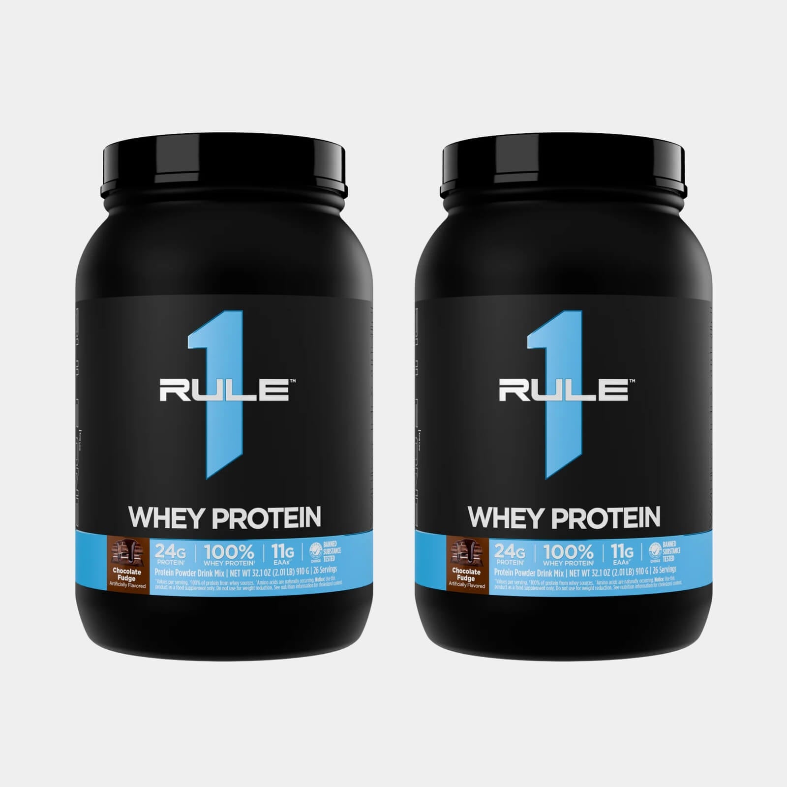 Rule One Proteins R1 Whey Protein | 2 lb | 26 Servings | Chocolate Fudge Pack of 2