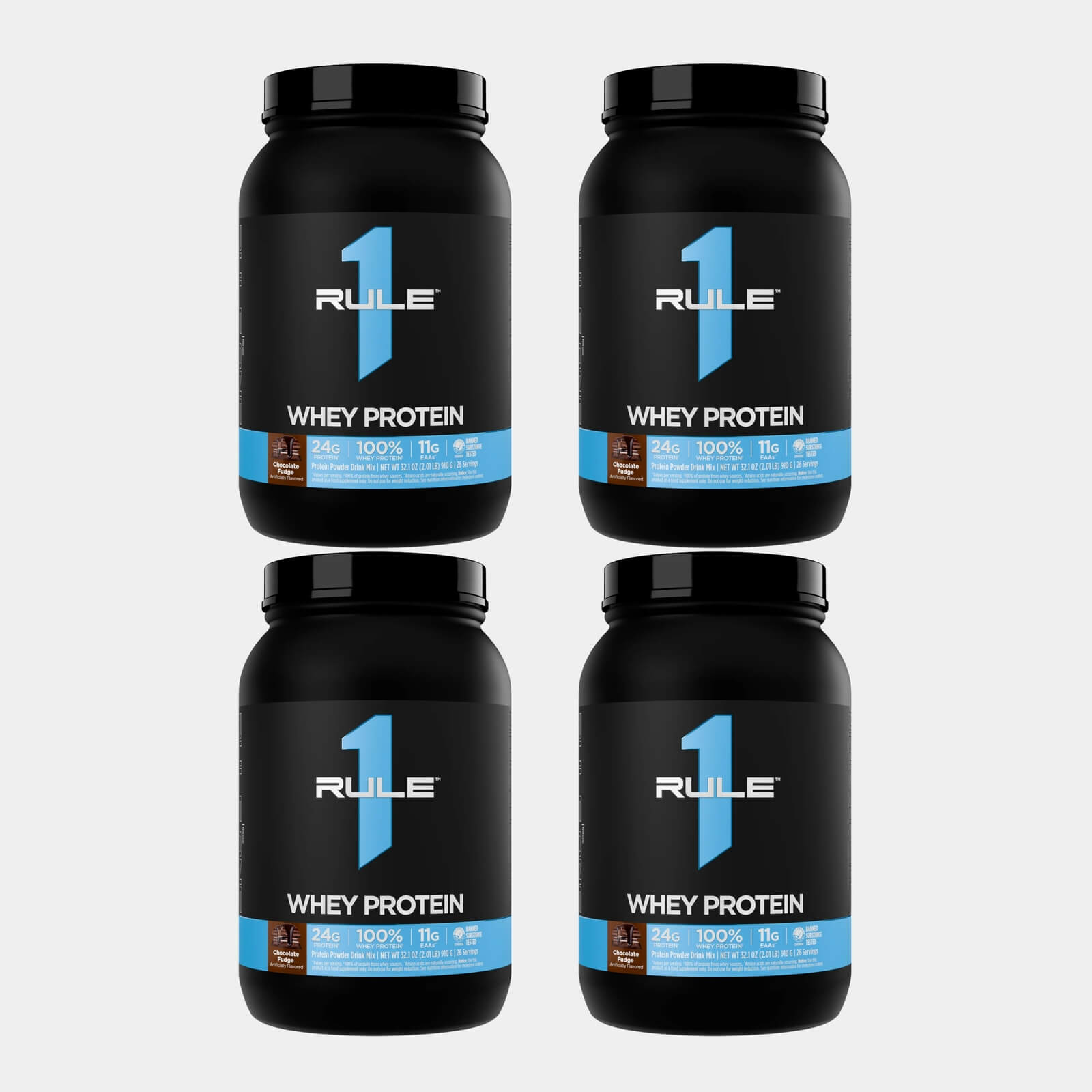Rule One Proteins R1 Whey Protein | 2 lb | 26 Servings | Chocolate Fudge Pack of 4