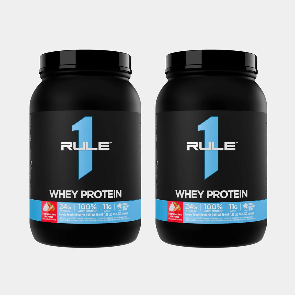 Rule One Proteins R1 Whey Protein | 2 lb | 27 Servings | Strawberries & Crème Pack of 2