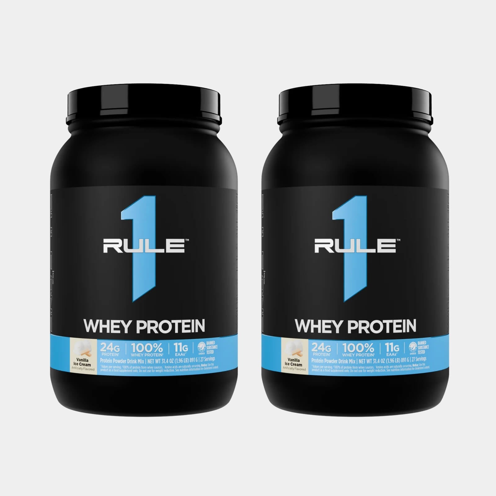 Rule One Proteins R1 Whey Protein | 2 lb | 27 Servings | Vanilla Ice Cream Pack of 2