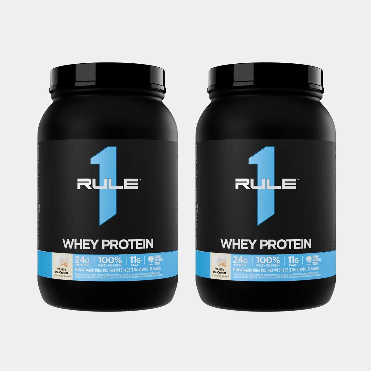 Rule One Proteins R1 Whey Protein | 2 lb | 27 Servings | Vanilla Ice Cream Pack of 2