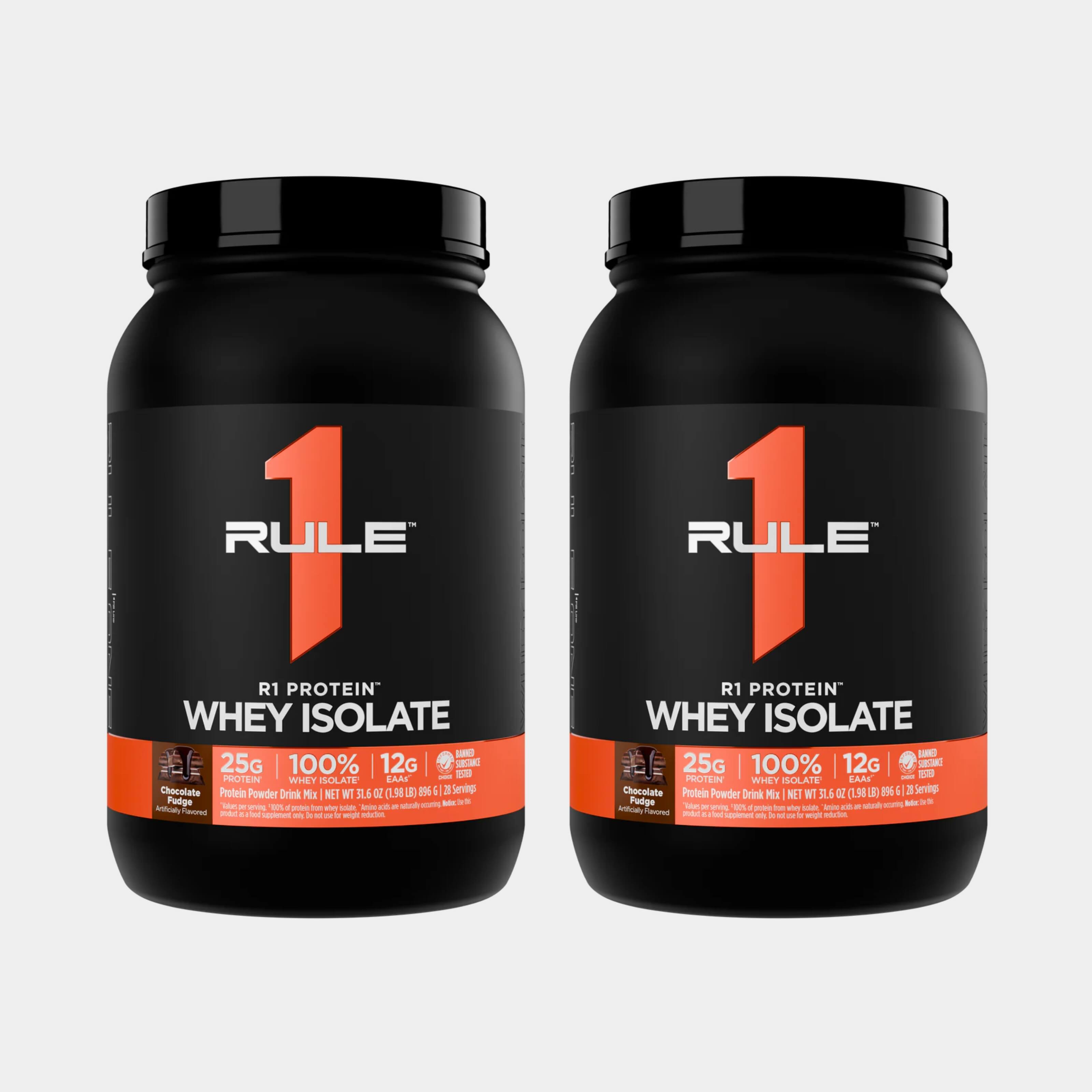 Rule One Proteins R1 Protein Whey Isolate | 2 lb | 28 Servings | Chocolate Fudge  Pack of 2