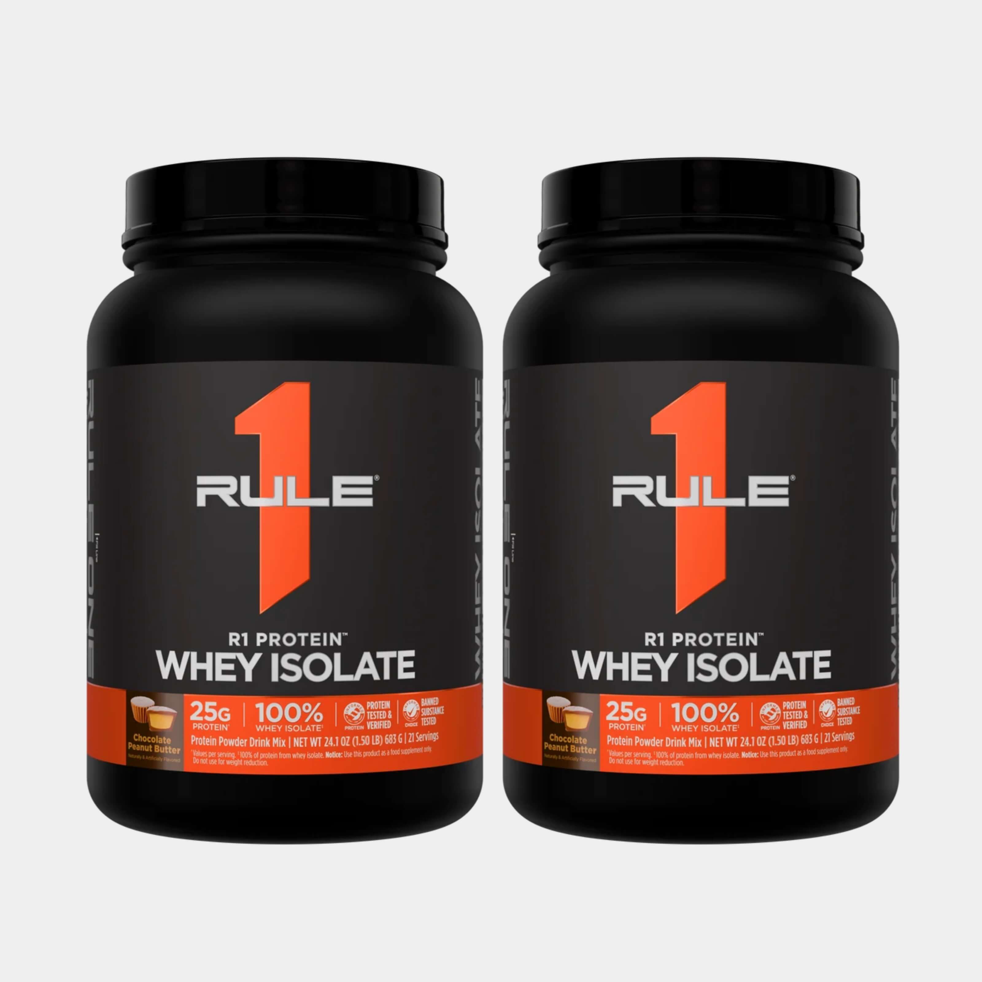 Rule One Proteins R1 Protein Whey Isolate | 2 lb | 30 Servings | Chocolate Peanut Butter Pack of 2