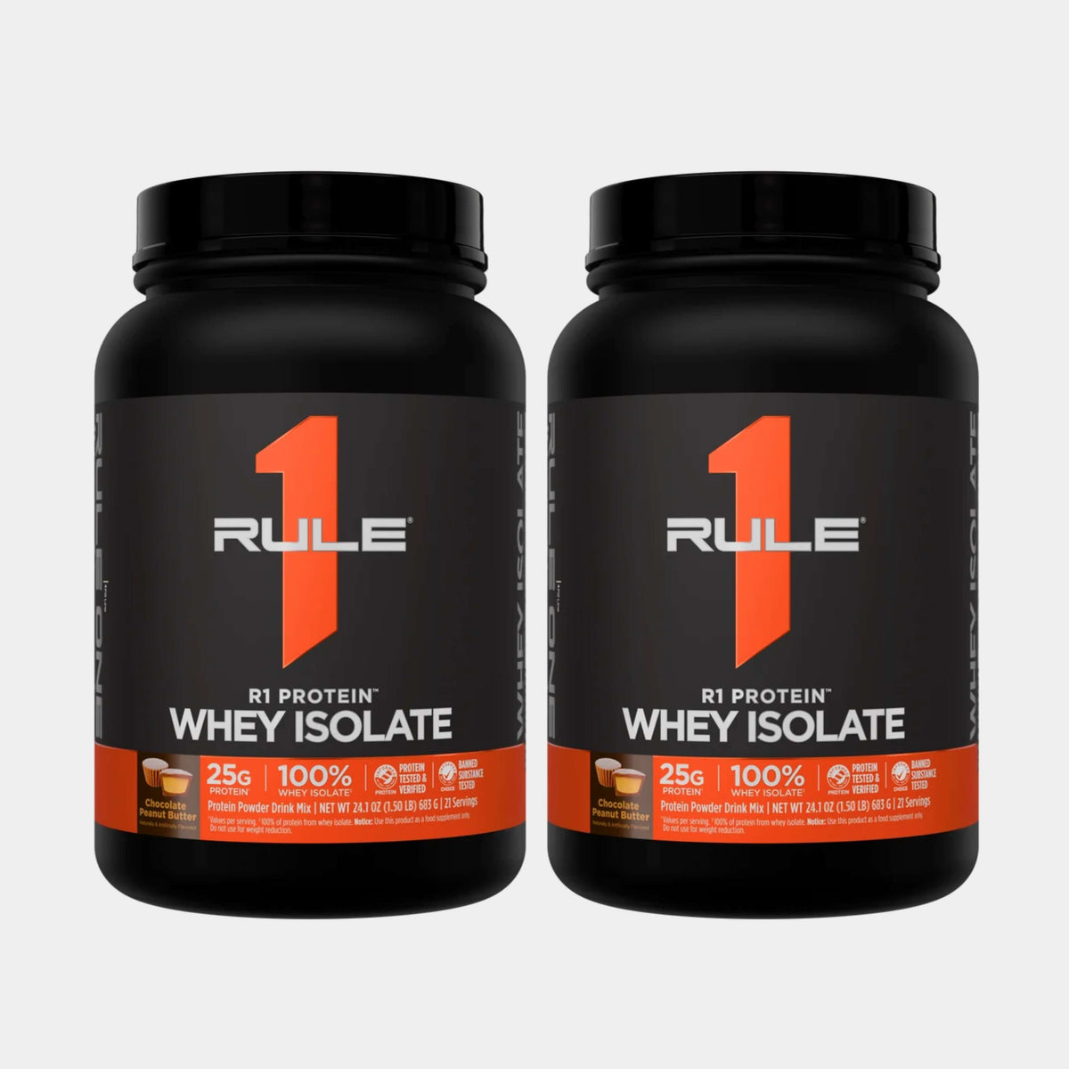 Rule One Proteins R1 Protein Whey Isolate | 2 lb | 30 Servings | Chocolate Peanut Butter Pack of 2