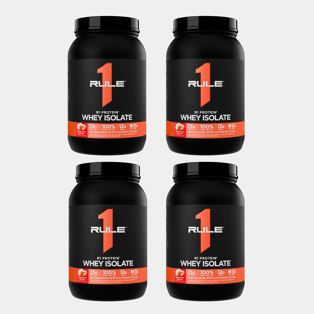Rule One Proteins R1 Protein Whey Isolate | 2 lb | 29 Servings | Strawberry Banana Pack of 4