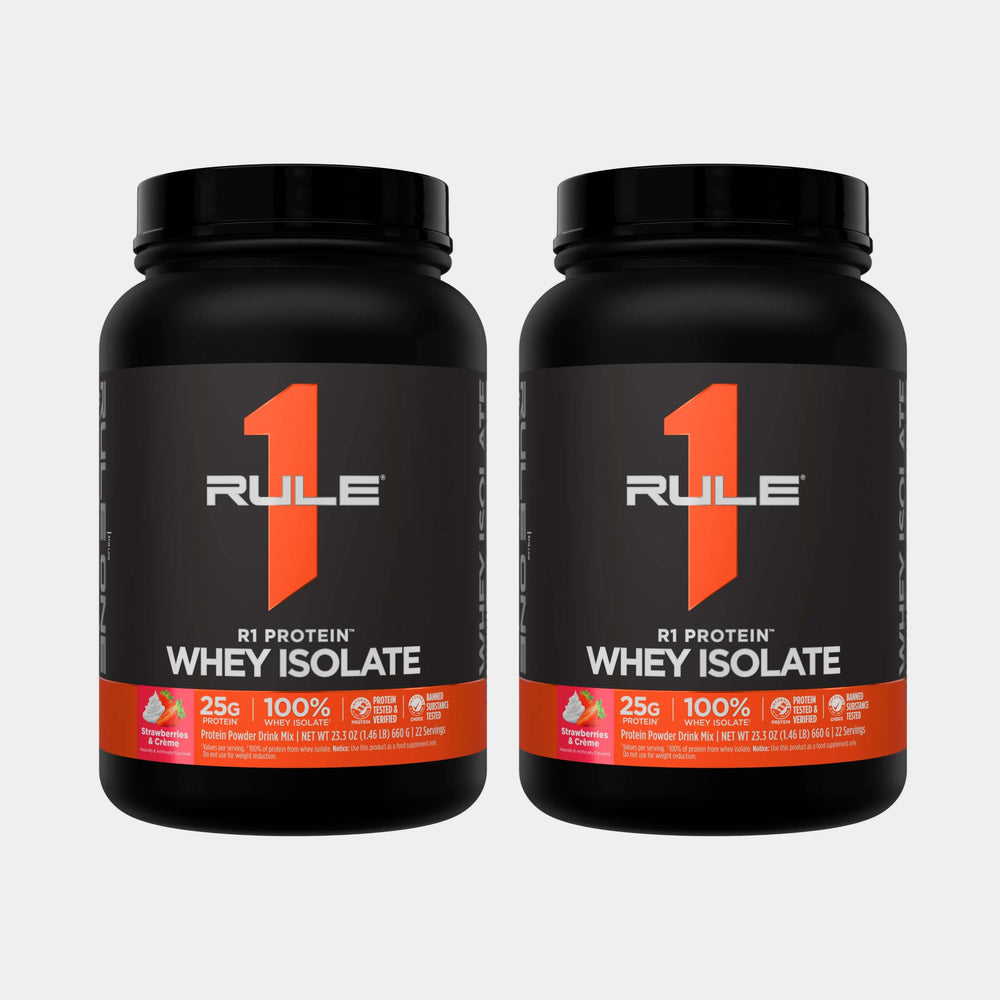 Rule One Proteins R1 Protein Whey Isolate | 2 lb | 30 Servings | Strawberry Cream pack of 2