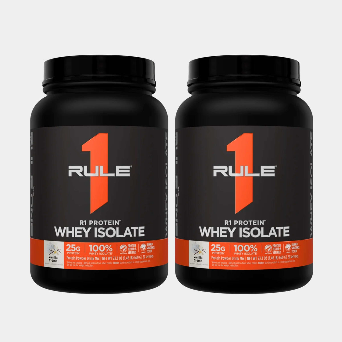 Rule One Proteins R1 Protein Whey Isolate | 2 lb | 30 Servings | Vanilla Crème Pack of 2