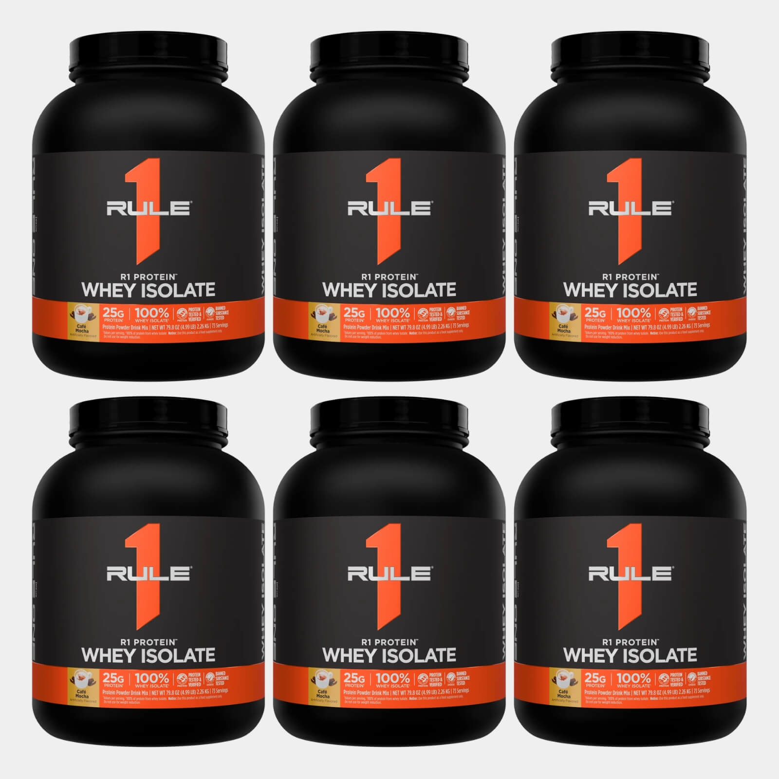 R1 Whey isolate 5lb cafe mocha pack of 6