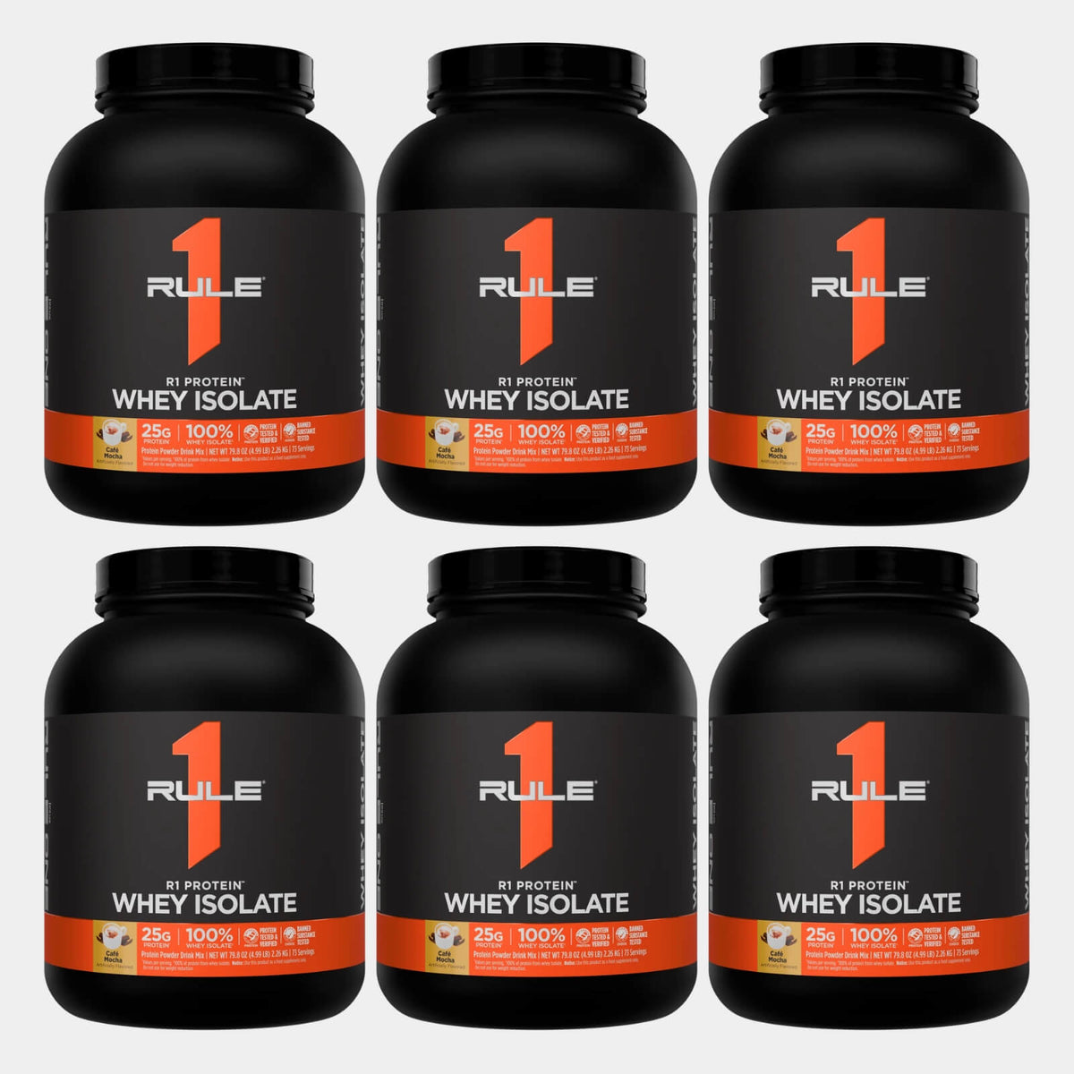 R1 Whey isolate 5lb cafe mocha pack of 6