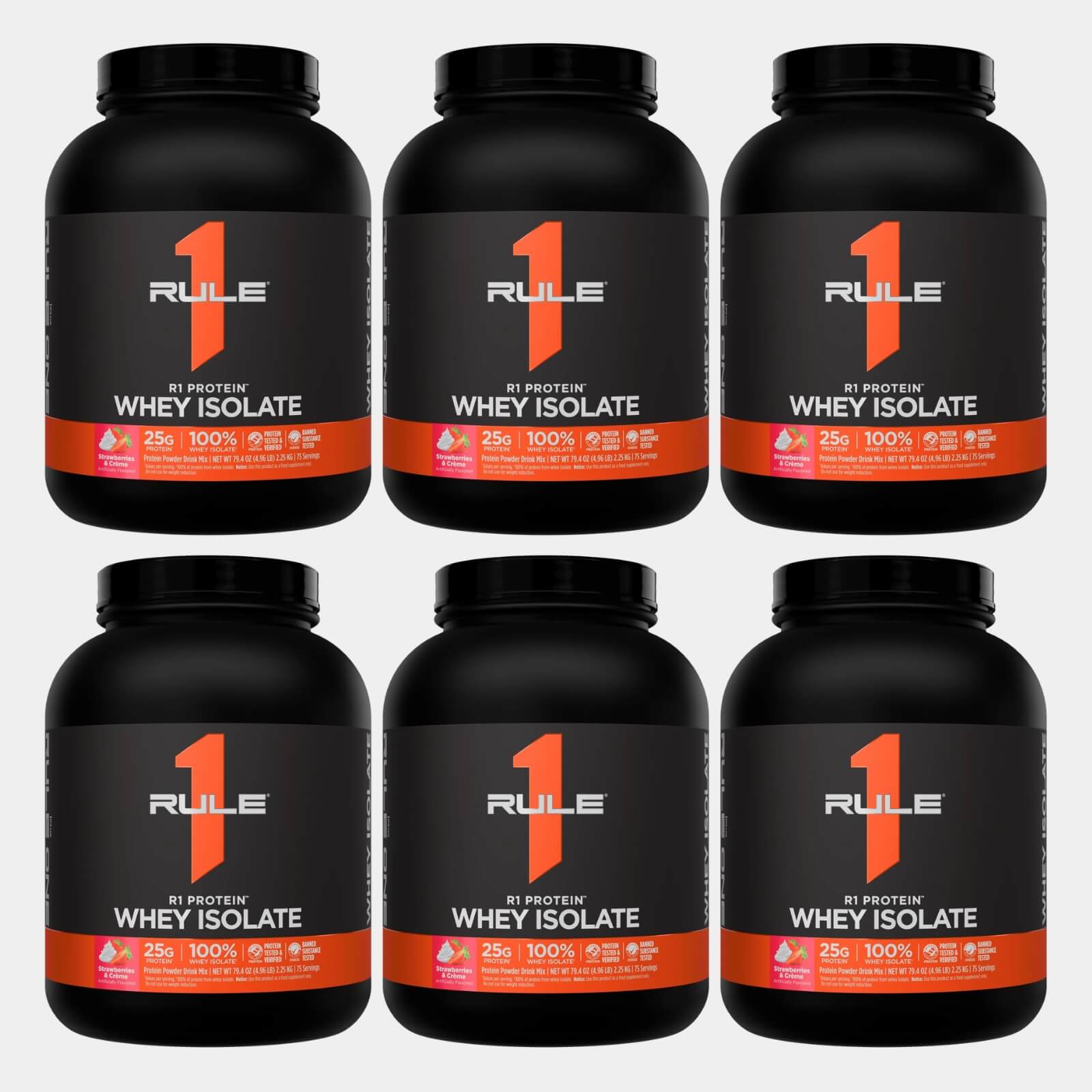 R1 Whey isolate 5lb strawberry cream pack of 6