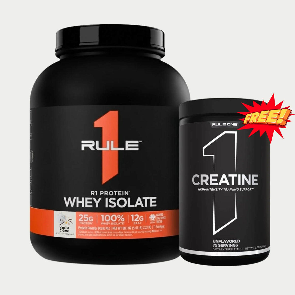 Rule One Proteins R1 Protein Whey Isolate | 5 lb | Vanilla Creme (Free R1 Creatine)