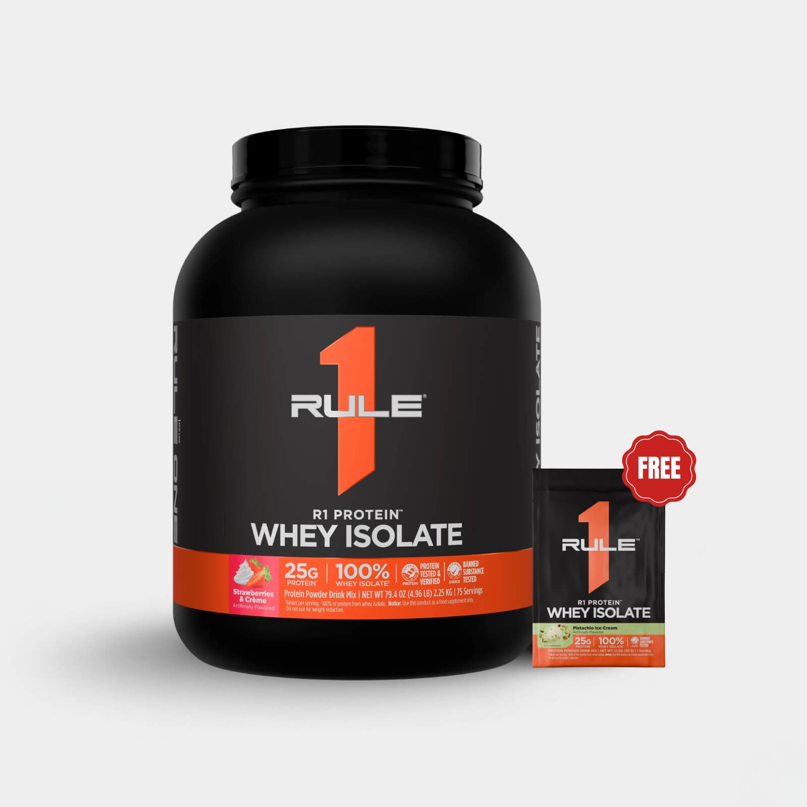 Rule One Proteins R1 Protein Whey Isolate | 5 lb | 76 Servings | Strawberry Cream
