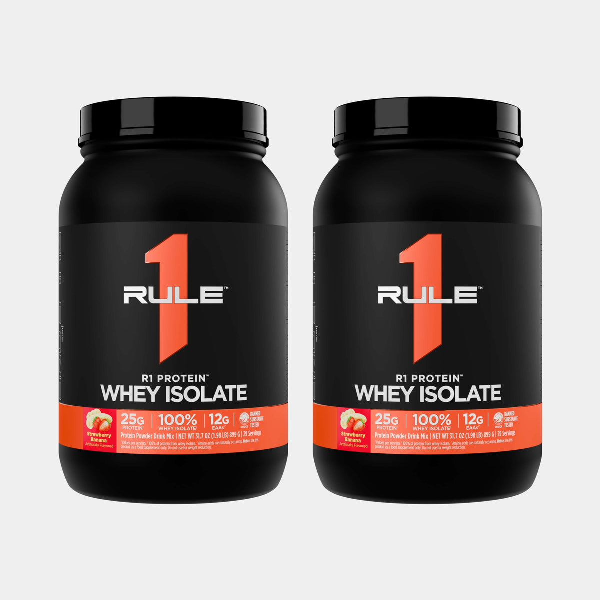 Rule one proteins whey isolate 2lb Strawberry Banana pack of 2