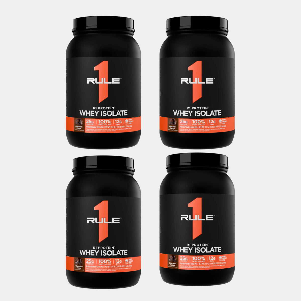 Rule one proteins whey isolate 2lb chocloate fudge pack of 4