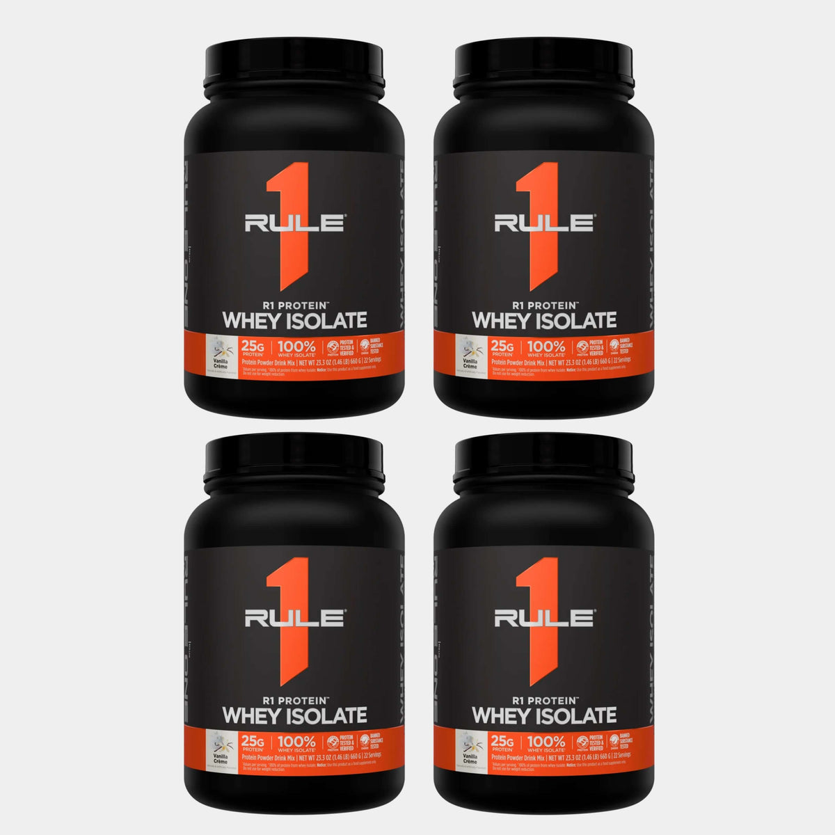 Rule one proteins whey isolate 2lb vanila creame  pack of 4