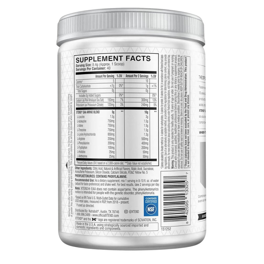 Xtend EAA - Lemon Lime - Product Supplement facts