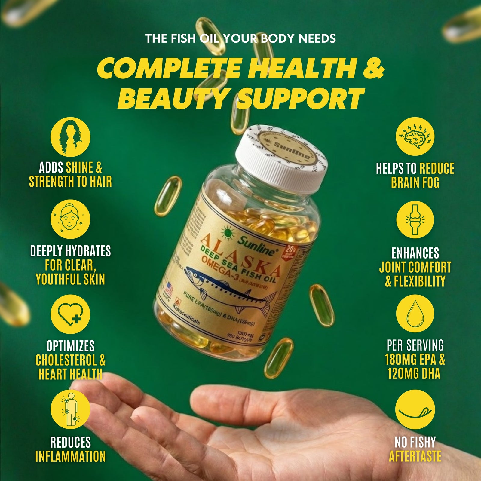 SUNLINE® Alaska Deep Sea Fish Oil | 100 Softgels