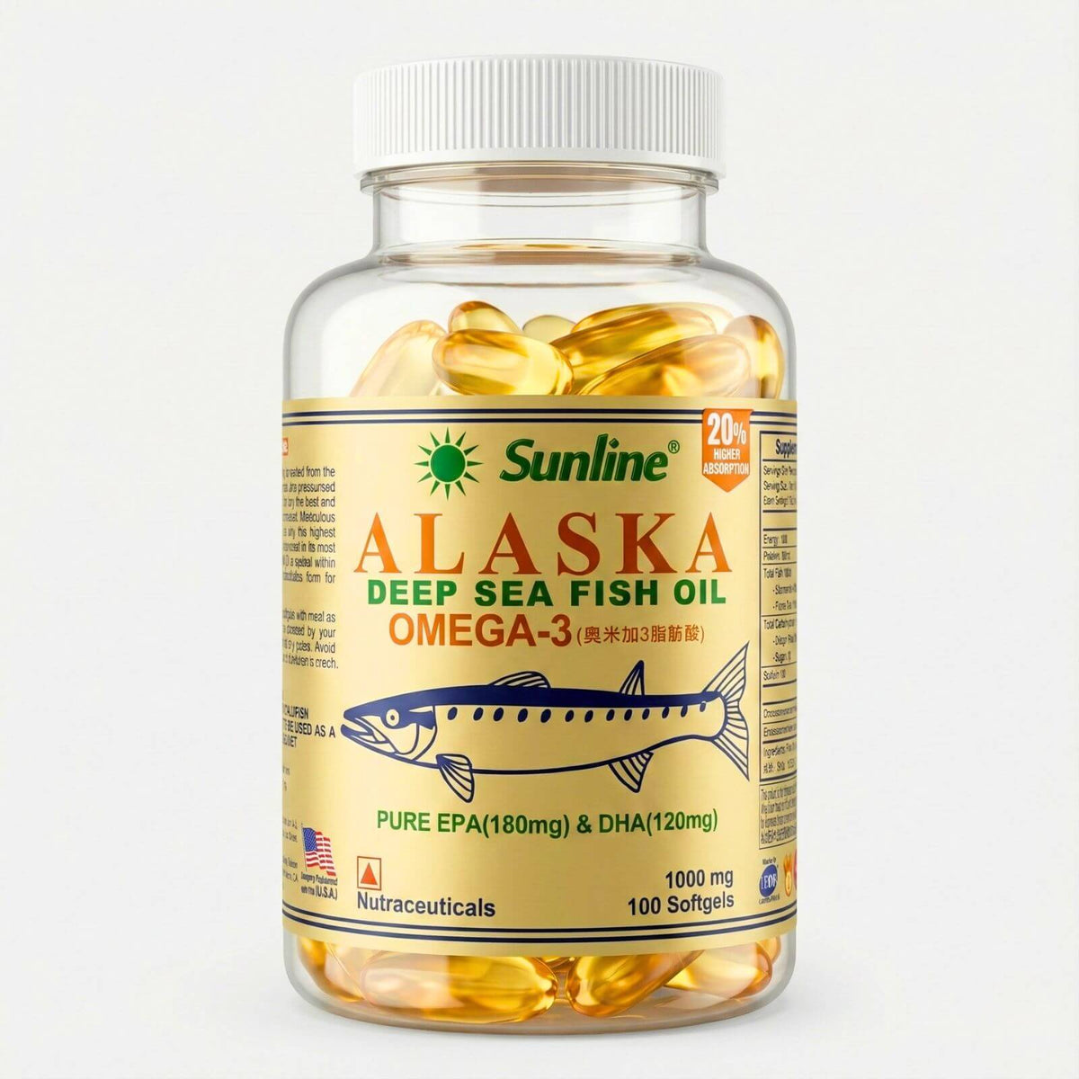 SUNLINE® Alaska Deep Sea Fish Oil | 100 Softgels