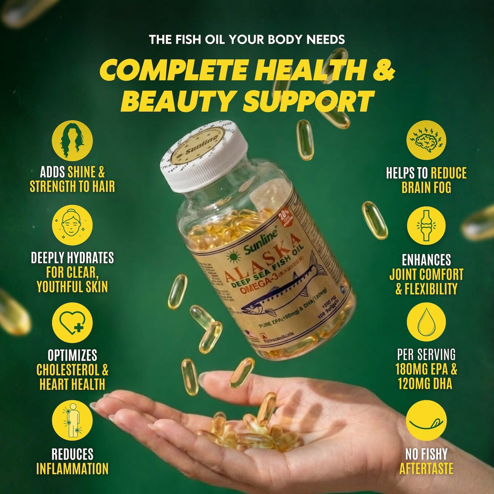 SUNLINE® Alaska Deep Sea Fish Oil | 100 Softgels