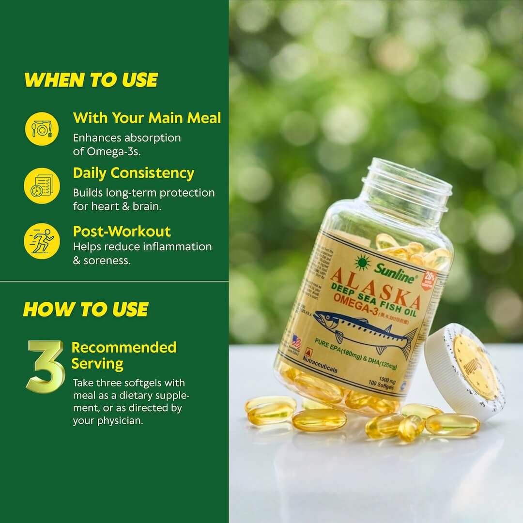 SUNLINE® Alaska Deep Sea Fish Oil Omega 3 | 100 Softgels